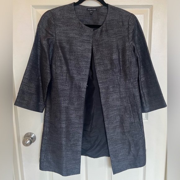 Eileen Fisher Jackets & Blazers - Eileen Fisher Textured Open Front Jacket Blazer Gray Black Size S